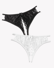 Lace Panties Floral Lace Briefs with Bow