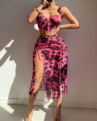 Sexy Printed Mesh Lingerie Set