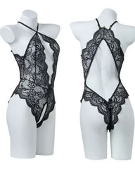 Sexy Lace Open Crotch Tights Pearl Backless Pajamas With Heart Decoration Leg Socks