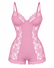Floral Sheer Lace Romper Lingerie with Structured Cups