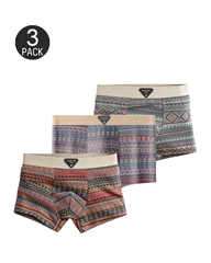Ethnic Style Comfortable Mid-Rise Cotton Boxer Briefs