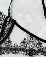 Sexy Floral Embroidery Sheer Mesh Lingerie Set