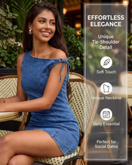 Sexy Summer Halter Neck Tie-Up Denim Dress