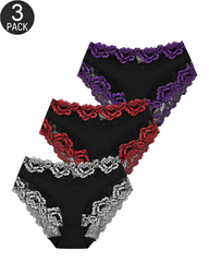 3-Pack/5-Pack Sexy Floral Lace Mid-Rise Panties