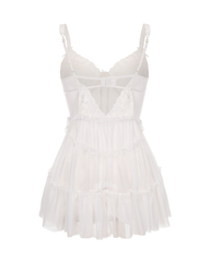 Underwire Push-Up Mesh Lace Spliced Fitted Nightgown