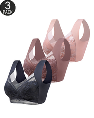 3-Pack Plus Size Seamless Comfort Lace Bras