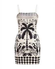 Resort-Style Printed Slim-Fit Fashion Casual Mini Dress