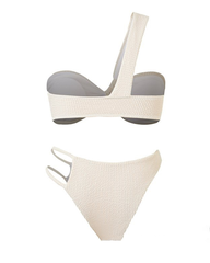 Sexy Vacation Style One-Shoulder Strappy Bikini 3-Piece Set