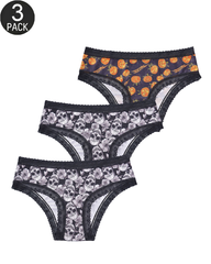 3-Pack Sexy Halloween Print Lace Panties