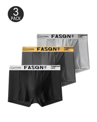 Comfortable Ice Silk Solid Color Breathable Mesh Boxer Briefs