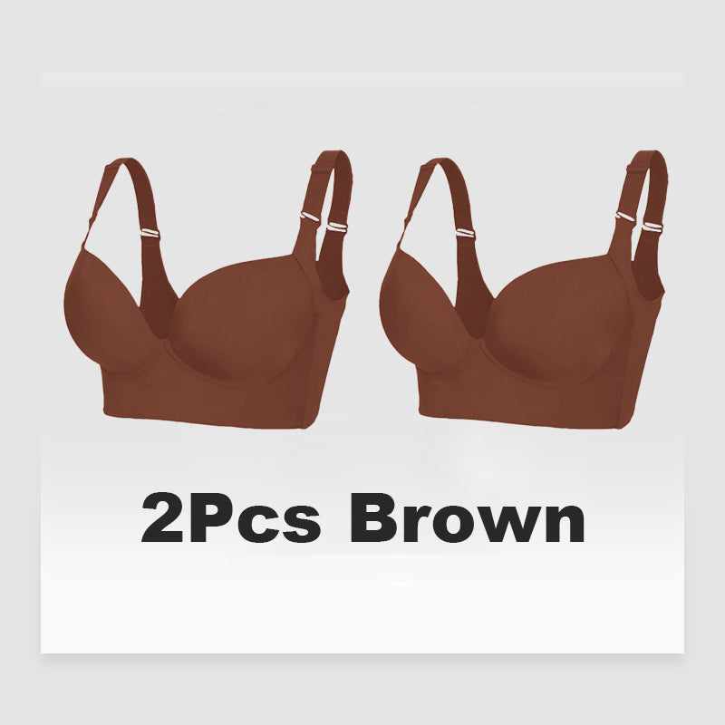 Push-Up Back Smoothing Bra-Brown (2 PACK)