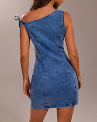 Sexy Summer Halter Neck Tie-Up Denim Dress