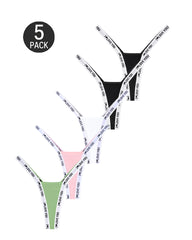 5-Pack Sexy Seamless Breathable Letter Elastic Band Thongs