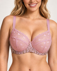 Plus Size Sexy Leopard Heart Lace Push-Up Bra