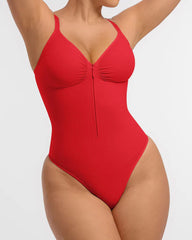 Women's Solid Color Tummy Tuck Seamless Zipper Body Shaper