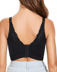 Women Lace Wide Back Underwired Longline Corset Push Up Bras