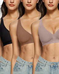 Women's Deep V Wire-free Push-up Adjustable Seamless Bra