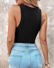 Women's Casual Comfort Round Neck Built-in Bra Ribbed Sleeveless Tank Top