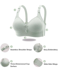 Women's Adjustable Support Straps Wirefree Comfort Push Up Jacquard Bra