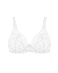 Women's Embroidered Lace Trim Full Coverage Unlined Underwire Bra