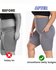 Women's Tummy Control High Waist Casual Elastic Band Pocket Yoga Sports Plus Size Shorts