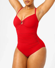 Women's Beach Vacation Solid Color U-Ring Cut Out Shaping Shape One-piece Swimsuit