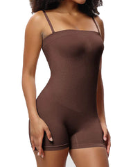 Women's Tummy Control Removable Spaghetti Straps Seamless Bandeau Bodycon Shorts Body Shaper