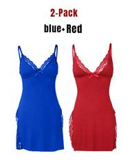 Women's Sexy Lace Side Slit Modal Suspender Nightdress