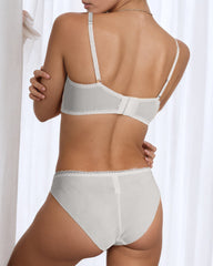 Women's Sexy Hollow Floral Lace Push-up Bra Set