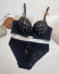 Women's Sexy Hollow Floral Lace Push-up Bra Set