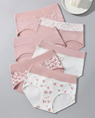Women's Breathable Soft Love Heart Cotton Printed Panties