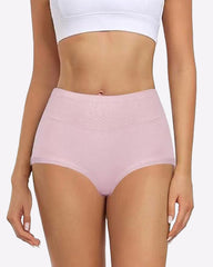 Women's High Waist Cotton Full Coverage Breathable Daily Solid Color Seamless Briefs