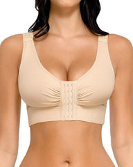 Women's Front-Opening Adjustable Shoulder Straps Without Steel Ring Post-Operative Compression Bra