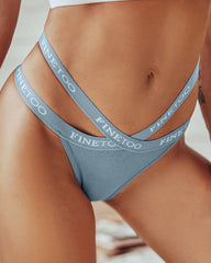 Women's Cotton High Waist Sexy Letter Printed Cross Sports Belt Thong