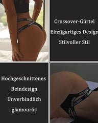 Women's Cotton High Waist Sexy Letter Printed Cross Sports Belt Thong