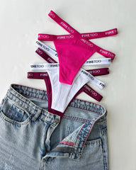 Women's Cotton High Waist Sexy Letter Printed Cross Sports Belt Thong