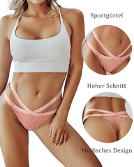 Women's Cotton High Waist Sexy Letter Printed Cross Sports Belt Thong