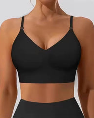 Women's Low Back Seamless Multi-Way Convertible Halter Spaghetti Strap Lifting Bra