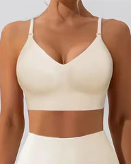 Women's Low Back Seamless Multi-Way Convertible Halter Spaghetti Strap Lifting Bra