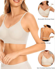 Women's Low Back Seamless Multi-Way Convertible Halter Spaghetti Strap Lifting Bra