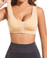 Women's Front-Clasp Plus Size High Support Back Mesh Breathable Wire-Free Sports Bra