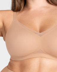 Women's V-Neck Mesh Gathered Seamless Comfortable Cross Bra