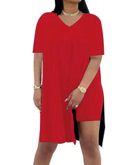 Women's V-Neck Short-Sleeved Loose Top and Tight Cycling Shorts Casual Sports Suit