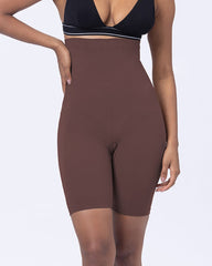 Women's Mid-Rise Seamless Tummy-Control Butt Lift Height-Shaping Elastic Tight Shorts