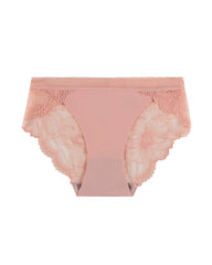 Sexy Mid-Waist Ice Silk Seamless Stitching Hollow Lace Cotton Crotch Breathable Panties