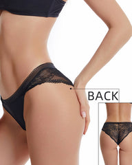 Sexy Mid-Waist Ice Silk Seamless Stitching Hollow Lace Cotton Crotch Breathable Panties