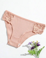 Women's Low Waist Lace Solid Color Breathable Briefs