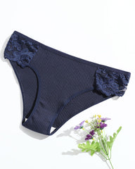 Women's Low Waist Lace Solid Color Breathable Briefs