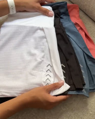 Summer High Waist Side Slits With Pockets Breathable Stretch Yoga Sports Fitness Shorts