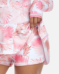 Beach Vacation Print UPF50+ Ruffled Skirt Long Sleeve One-Piece Swimsuit